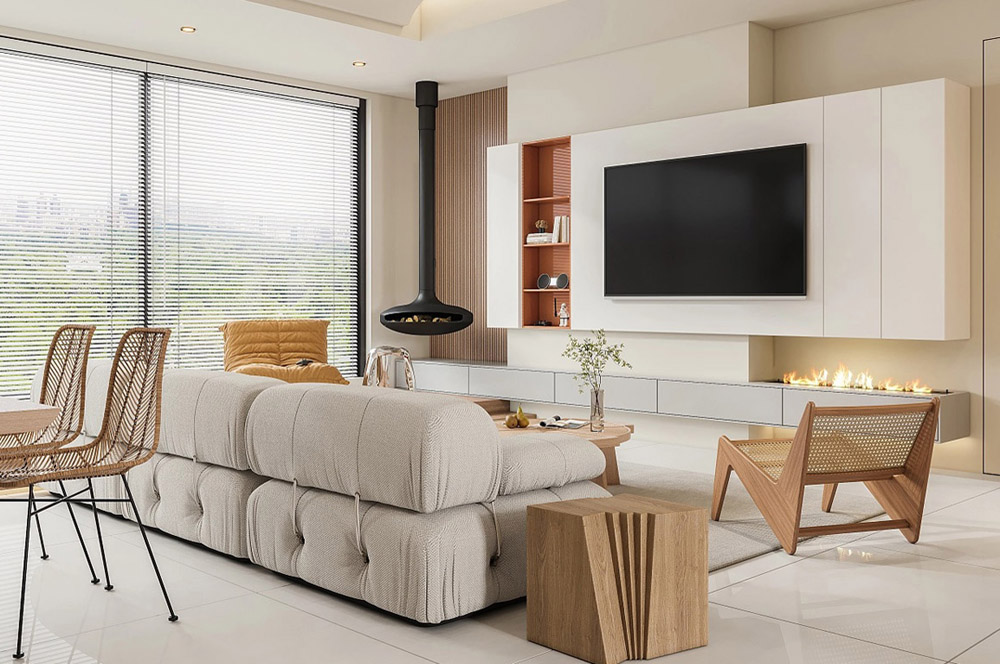 現代簡約原木風格裝修效果圖