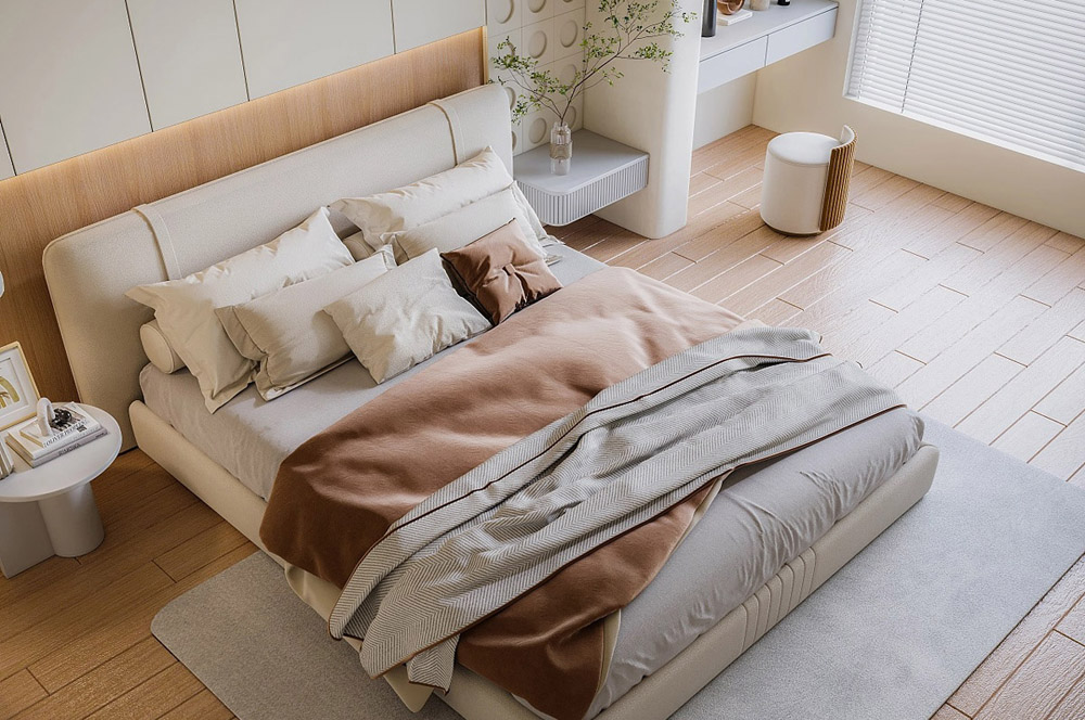 現代簡約原木風格臥室裝修效果圖