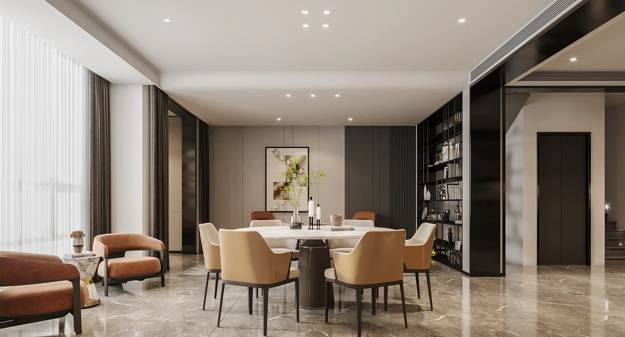 奶油系風(fēng)格餐廳裝修效果