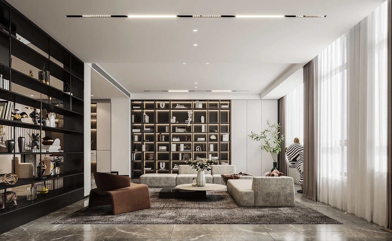 奶油系風(fēng)格書(shū)房裝修效果