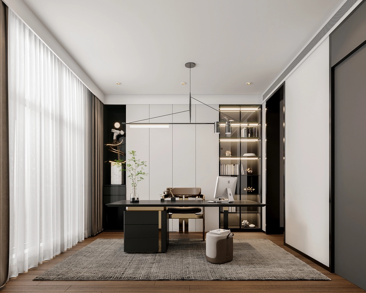 奶油系風(fēng)格書(shū)房裝修效果